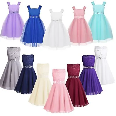 Flower Girl Dress Princess Pageant Wedding Bridesmaid Party Lace Long Gown Tutu • $9.99
