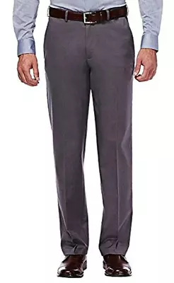 Haggar Men's Crossweave Heather Expandable-Waist Flat-Front Dress Pant • $13.88