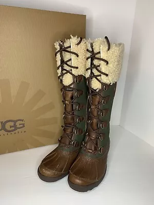 UGG Australia Edmonton Lace Up Boot Sheepskin Lined Size 6.5 • $75