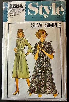 Vintage Sewing Pattern Style 2354 70s Pullover Flared Dress Uncut FF Size 16 • £2.50