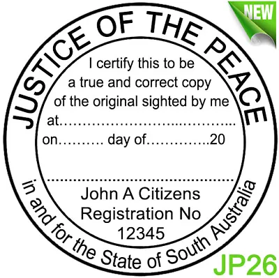 JP26 South Australia 40mm JUSTICE OF THE PEACE Custom Flash Stamp Self Inking • $23.30