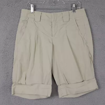 Vince Camuto Shorts Womens 0 Khaki Beige Bermuda Mid Rise Pleated Rolled Hem • $8.44