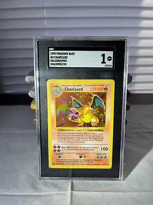$136.94 • Buy 1999 Pokémon Shadowless Charizard Base Set 4/102 Holo Rare SGC 1