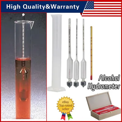 Alcohol Hydrometer Proof & Tralle Meter Distilling Tester Spirit Scale 0-100% • $17.49