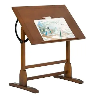 Vintage Look Drafting Table Adjustable Art Work Drawing Board Rustic Oak Wood • $207.99