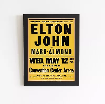 Elton John Vintage Concert Poster - 20 X 30 Inches (Framed) • $110