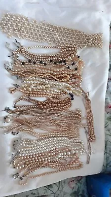 Vintag Lot Junk Old Broken Pearls Necklaces For Harvesting Parts  Projects  Only • $6.99