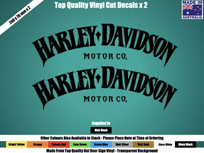 HARLEY DAVIDSON DECALS STICKERS X 2 - MOTOR BIKE CHOPPER - CHOOSE YOUR COLOUR • $17.95