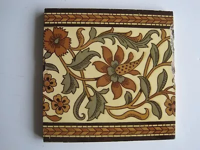 Antique Victorian 6  Square Mintons Arts & Crafts Style Tile C1890 Patt. 2156 #2 • £25