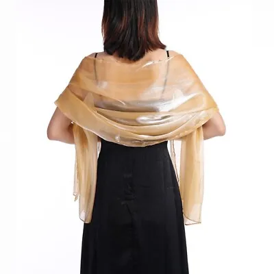 Light Silver Women's Organza Shiny Scarf Shawl For Formal Events And Parties • £8.16