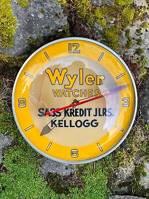 Rare 1950's Wyler Watches Lighted Advertising Bubble Glass Wall Clock Vtg  • $345