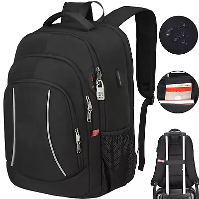 17.3  Men Women Laptop Backpack Rucksack Waterproof 40L Large Travel School Bag • £20.99