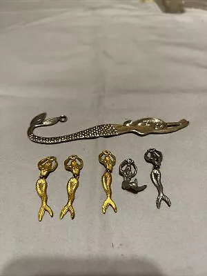 Lot Of 6 CHARM Jewelry MERMAID  New! Fan Pull Silver And Gold Plated • $8