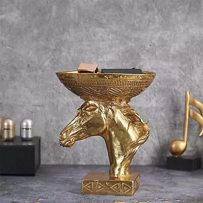 Horse Head Statue Sundries Container Bowl Sculpture For Table Home • £26.59