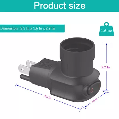 Plug In Light Socket Outlet To E27 Light Bulb 3-Prong Outlet Socket Adapter 360 • $9.99