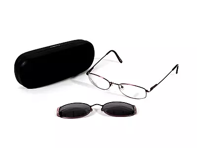 Magic Clip M348 MV Eyeglasses Frames With Polarized Clip-on & Case 49[]18-137 • $34