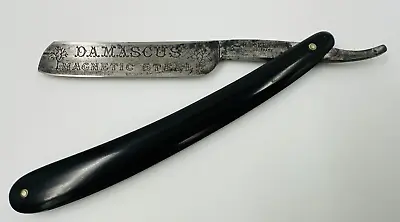 H. Boker DAMASCUS Germany Straight Razor 5/8  Blade Magnetic Steel Engraved Tree • $89.99