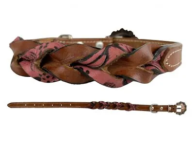 Showman Couture Pink Filigree Miracle Braid Leather Dog Collar • $18.95