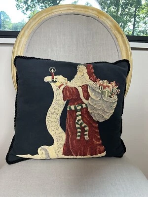 $15 • Buy Vintage Santa Tapestry Christmas Decorative Throw Pillow Santa Black