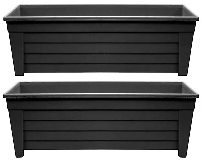 £13.99 • Buy 2 X 55cm Trough Plant Pot Long Plastic Planter Outdoor Garden Herb Flower Box