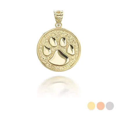 Gold Hammered Dog Paw Print Pendant Necklace In Yellow/Rose/White • $379.99