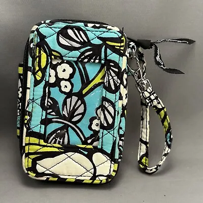 Vera Bradley Island Blooms All In One Wristlet Wallet -Teal Lime Black Retired • $7.31