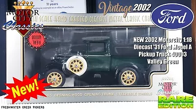 NEW 2002 Motorcity 1:18 Diecast '31 Ford Model A Pickup Truck 40003 Valley Green • $99.99