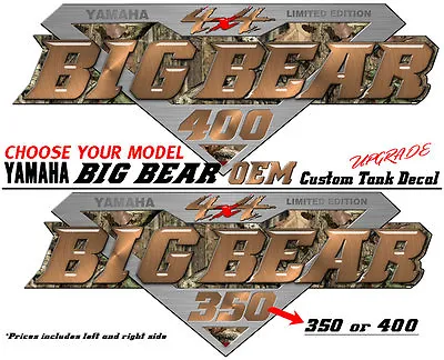 Yamaha BIG BEAR 4x4 2x4 350 400 OEM TANK Side Decal Graphic Sticker Plastic • $29.99