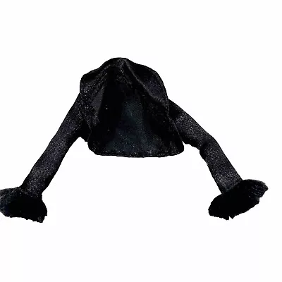 Monster High Clawdeen Wolf Sweet 1600 Black Silk Shrug Jacket Fur Cuffs Clothing • $12.50