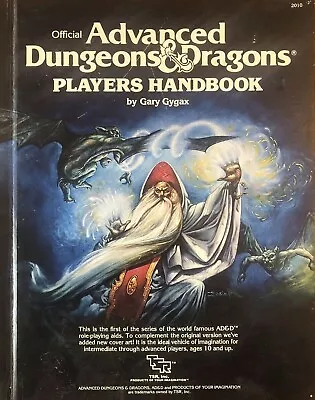Official Advanced Dungeons & Dragons Players Handbook Gygax 6th Print 1980 HC VG • $40