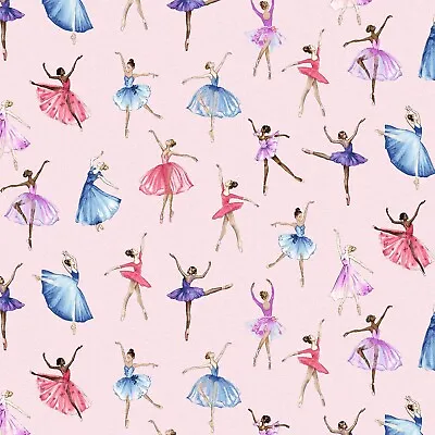 BTY Henry Glass Ballerina Tiny Dancer Pink Cotton Fabric By The Yard 2746-22 • $12.25