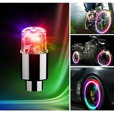 4X LED Wheel Tire Air Valve Stem Caps Neon Light RGB For Motor Bike Car Bicycle • $8.78