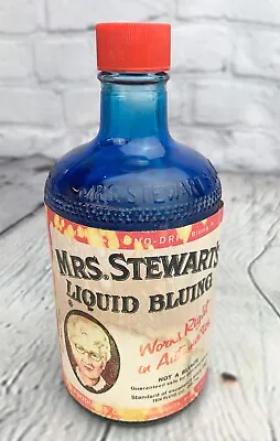 Vintage MRS STEWARTS LIQUID BLUING 10 Oz Bottle Luther Ford Products-90% Full • $12