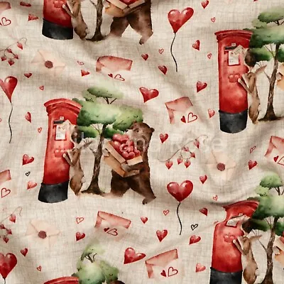 Cotton Jersey Fabric Bear Fabric  Children’s Fabric Valentines Jersey Fabric • £8.50