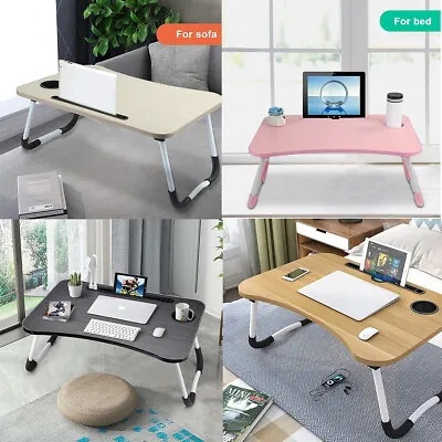 Folding Laptop Table Stand Bed Tray Sofa Lap Computer Desk Notebook Breakfast • £10.99
