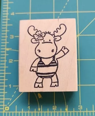 #5 RARE-VINTAGE-RILEY The Moose SWIMMING Girl -   Cartoon-90's Rubber Stamps. B4 • $4.79