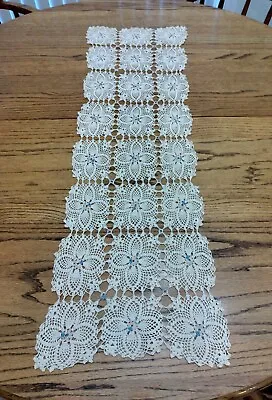 Vintage Crocheted 36” Table Runner • $4