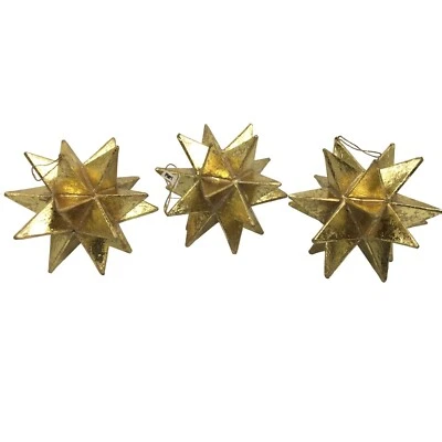 $17.77 • Buy Set Of 3 Pier 1 Star Ornaments Starburst 3D Cardboard Gold 4 