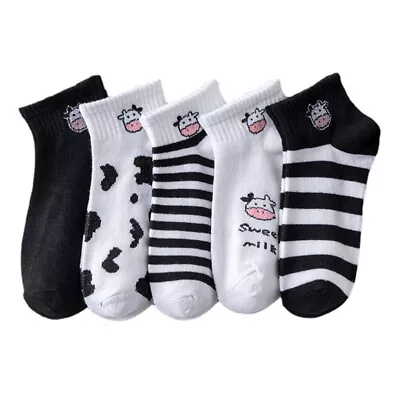  5 Pairs Cotton Black And White Cow Socks Girl Child Gift For Men • £6.65