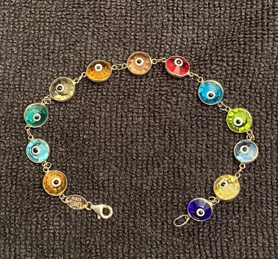 $23 • Buy Sterling Silver Double Sided Evil Eye Bracelet