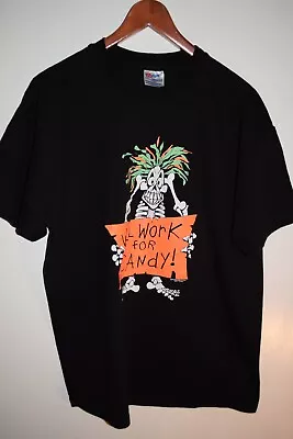 Wacky Skeleton Vtg Will Work For Candy 1994 90s Black T Shirt Tag XL Fits Lg • $12