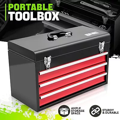 20  3 Drawers Multiple Storage Tool Box Flat Top Steel Portable Hand Carry Red • $59.99