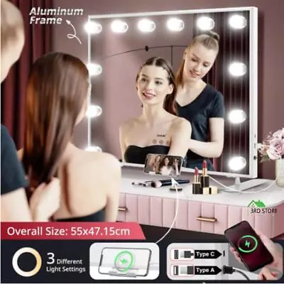 Maxkon Hollywood Makeup Mirror Vanity 12 LED Lighted Desk Wall Mounted Dimmable • $114.30