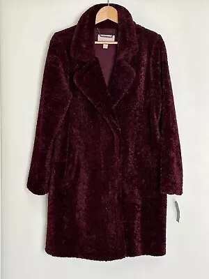 MICHAEL Michael Kors  Faux Sherpa Button Front Coat Dark Brandy Size M • $160