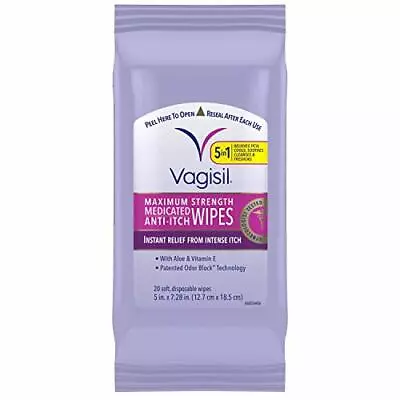 Vagisil Anti-Itch Medicated Feminine Vaginal Wipes 20 Wipes (Pack Of 1) • $10.56