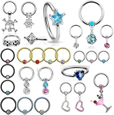 CBR Tragus Upper Ear Cartilage Piercing Captive Bead Ring Eyebrow Nipple Septum • £2.93