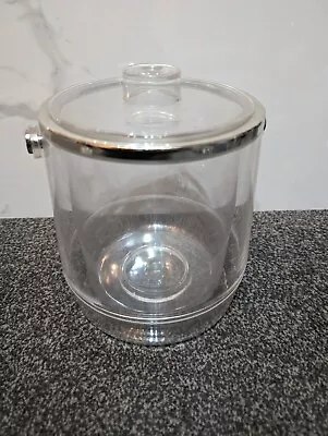Vintage Acrylic Transparent Chrome Trimmed Double Walled Ice Bucket W/lid • £14