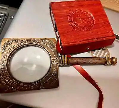 Magnifying Glass Handled Brass Desk Vintage Magnifier Folding Magnifying • $39