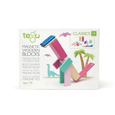 Tegu 14 Piece Tints Magnetic Wooden Building Blocks Set Construction Play • £18.99