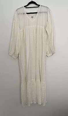 #8 Little Tienda Organic Cotton Ivory Tiered Long Sleeve Maxi Dress Size 12 M • $99